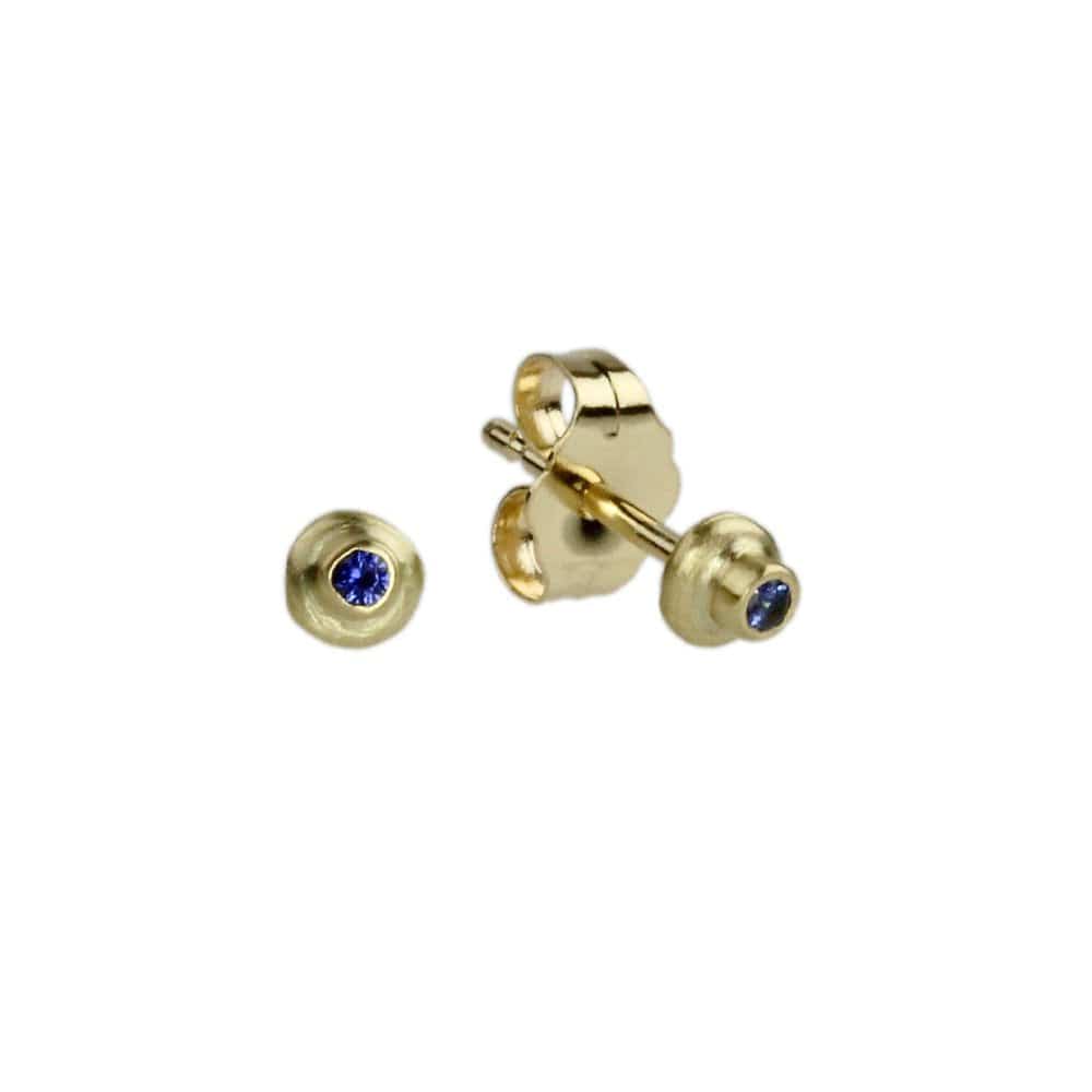 ear-18K 18k Gold Mini Sapphire Dot Studs