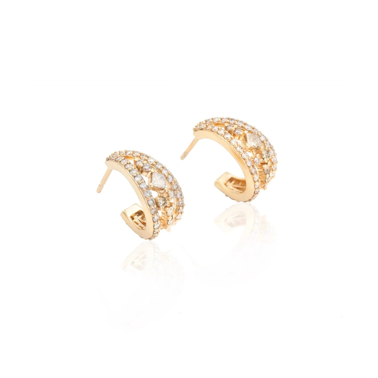 EAR-18K 18k Gold Ninhur Huggies - Diamonds