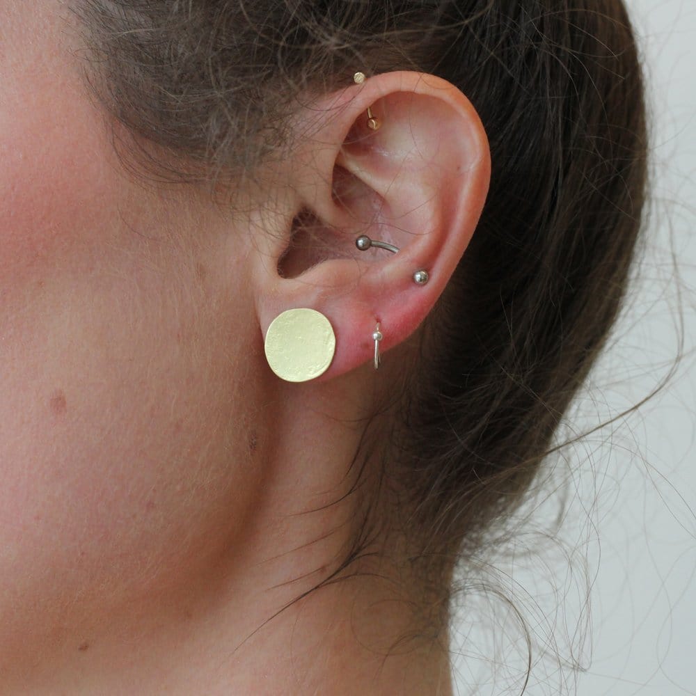 EAR-18K 18k Parchment Disk Stud Earrings
