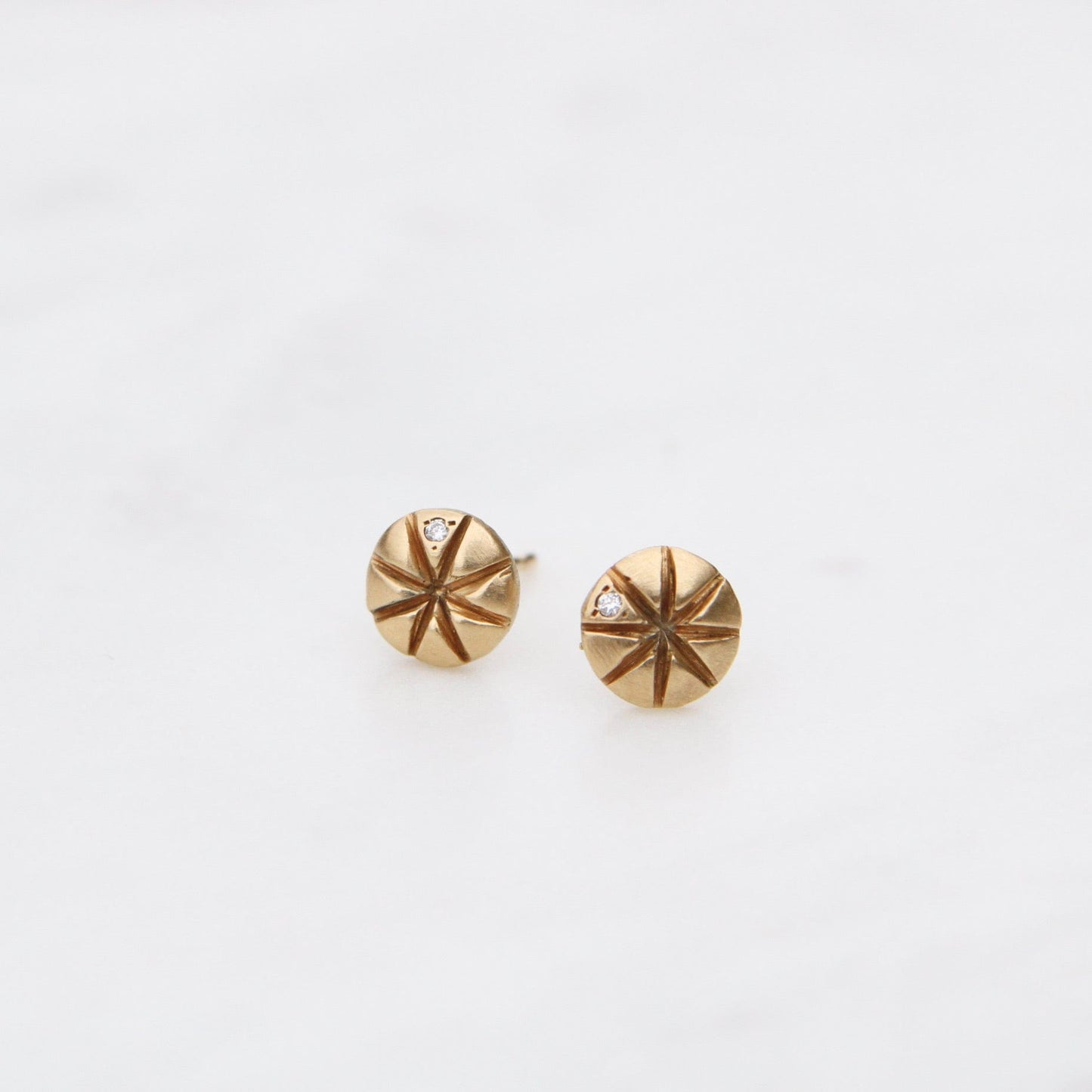 EAR-18K 18k Round Stud Earrings with Diamonds