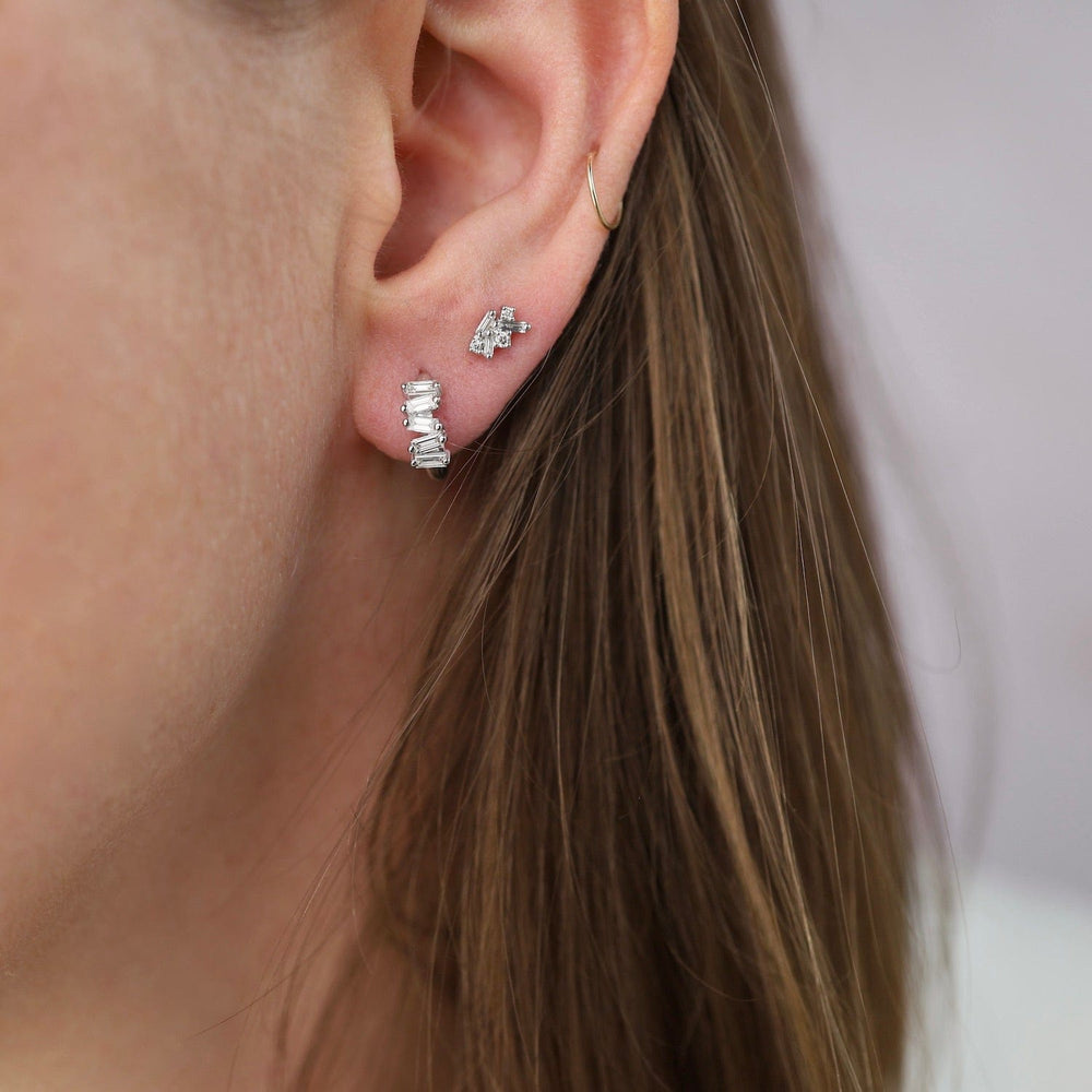 EAR-18K 18k White Gold Mini Cluster Post Earrings