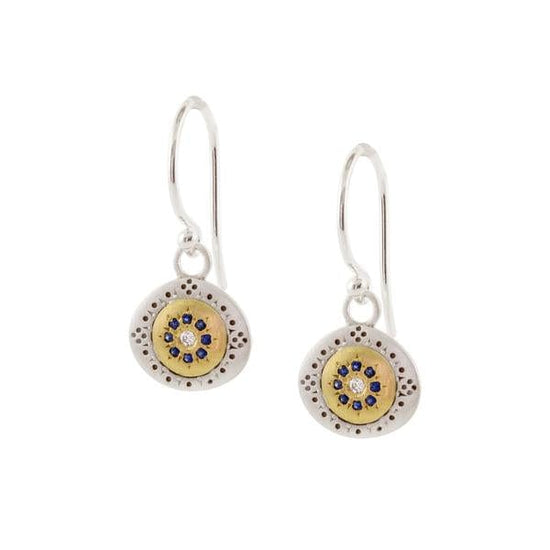 Load image into Gallery viewer, EAR-18K Blue Sapphire Seeds of Harmony Earrings
