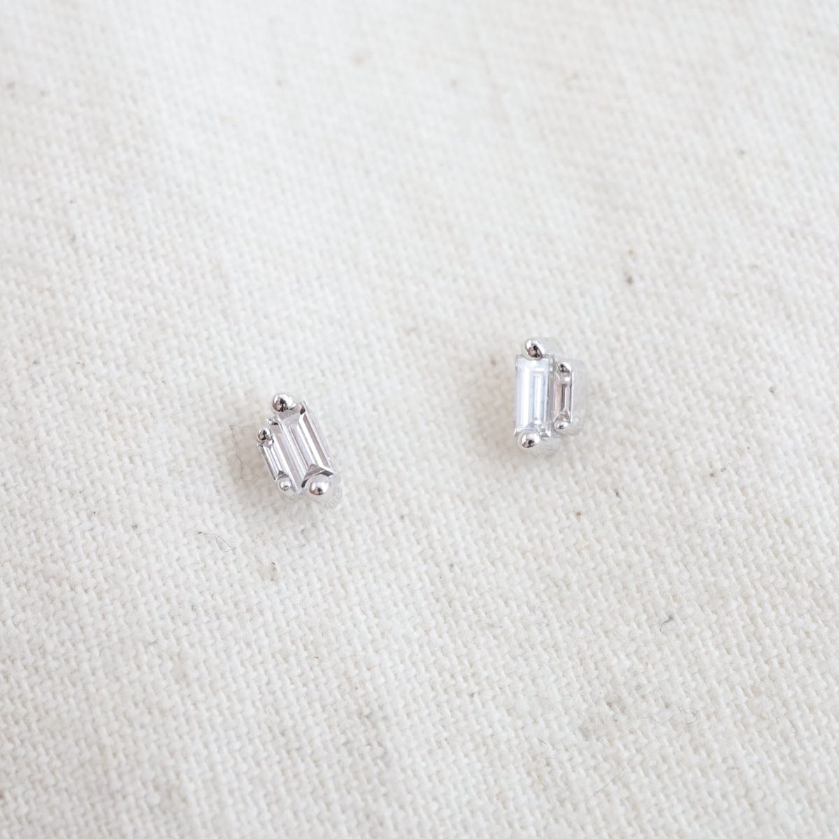 EAR-18K Classic Double Baguette Cut Diamond Studs