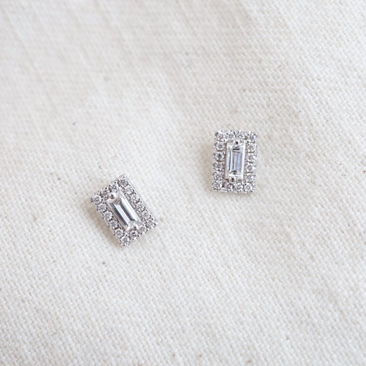 EAR-18K Classic Emerald Cut Diamond Studs