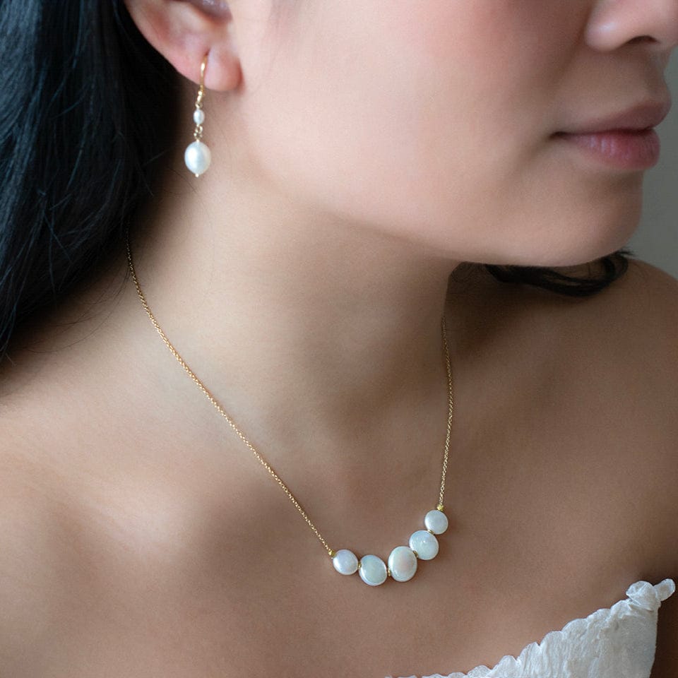 EAR-18K Double Oval Pearl Drop Earrings