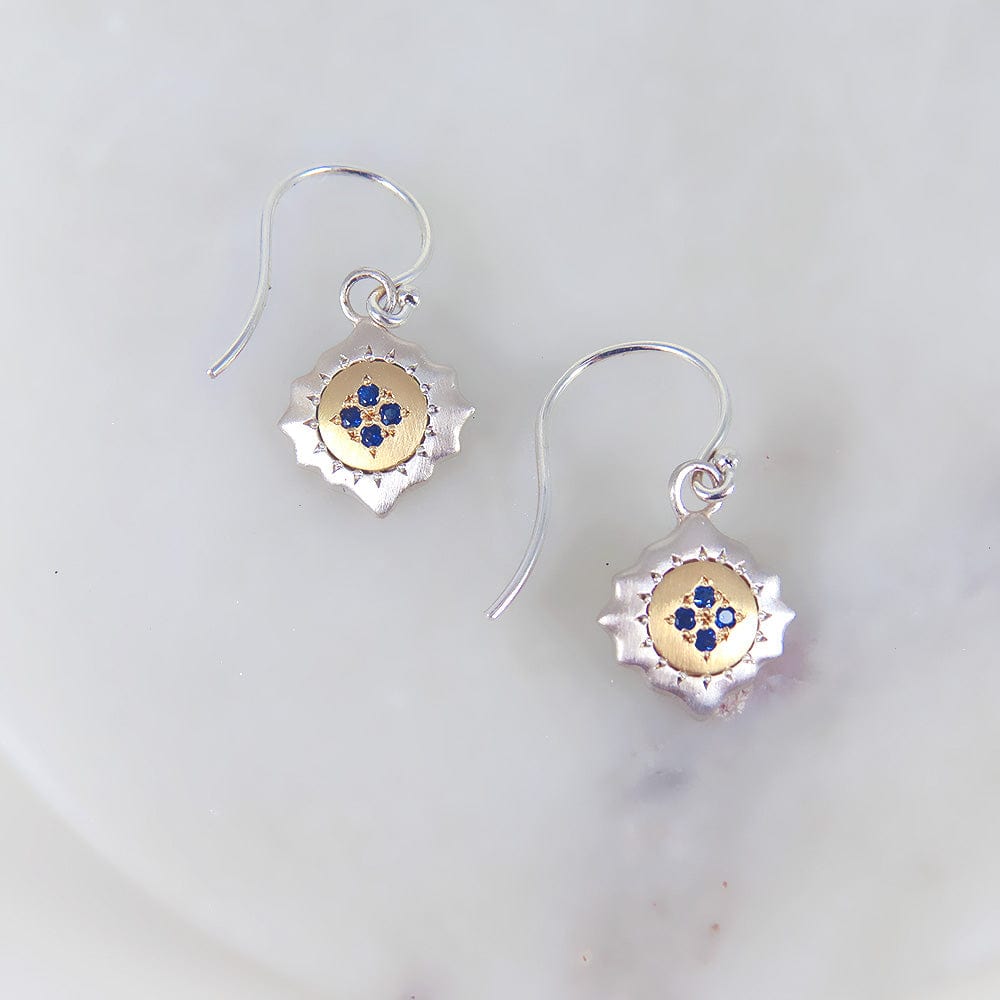 EAR-18K EAST AND WEST WITH SAPPHIRE EARRING