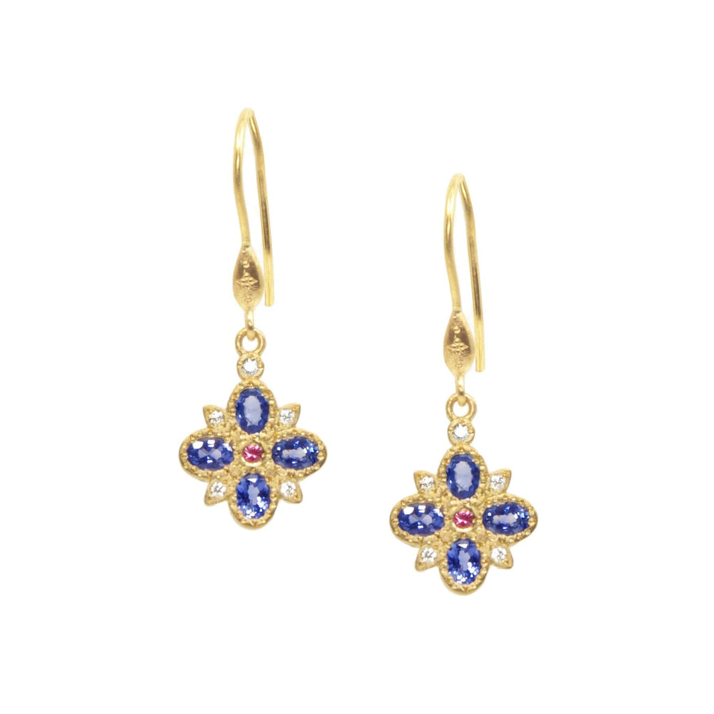 EAR-18K Floral Sapphire Earrings