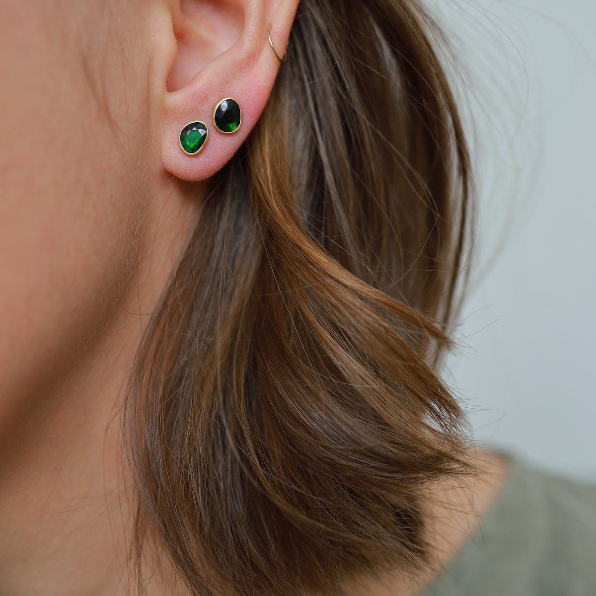 EAR-18K Freeform Green Tourmaline Post Earrings