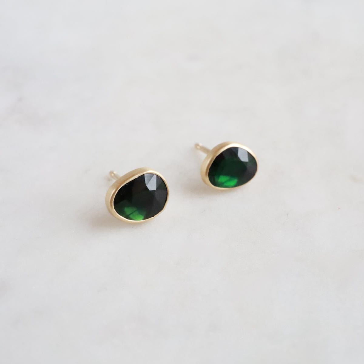 EAR-18K Freeform Green Tourmaline Post Earrings