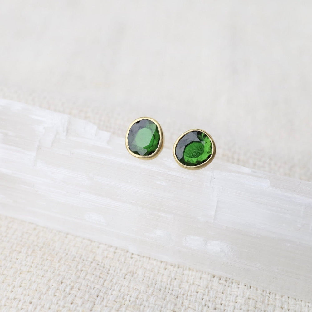 EAR-18K Freeform Green Tourmaline Post Earrings