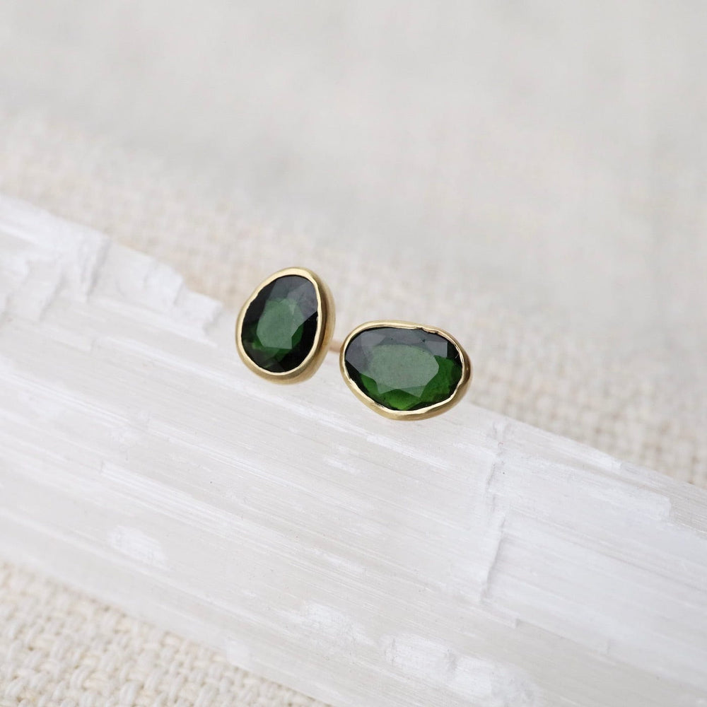 EAR-18K Freeform Green Tourmaline Post Earrings