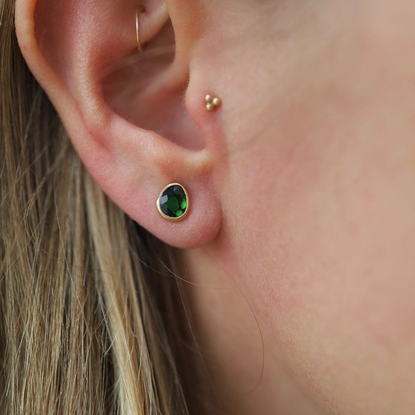 EAR-18K Freeform Green Tourmaline Post Earrings