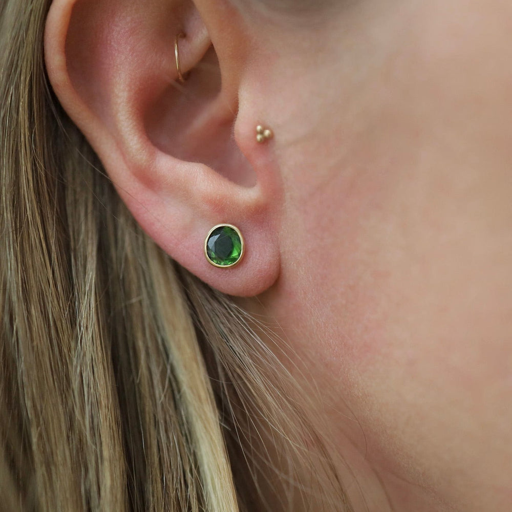 EAR-18K Freeform Green Tourmaline Post Earrings