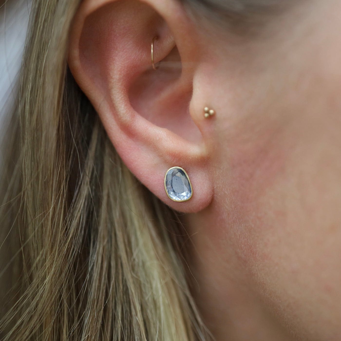 EAR-18K Freeform Pale Blue Sapphire Post Earrings