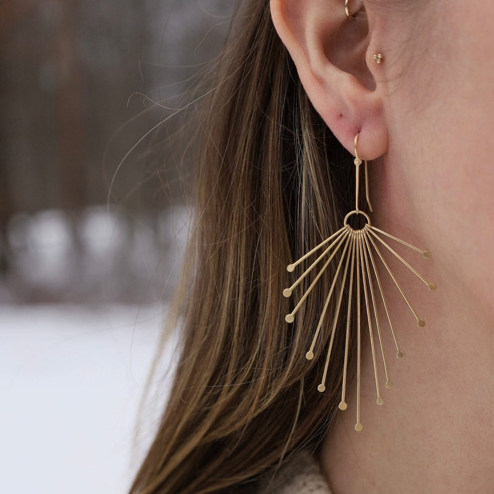 EAR-18K Fringe Feathers Earrings