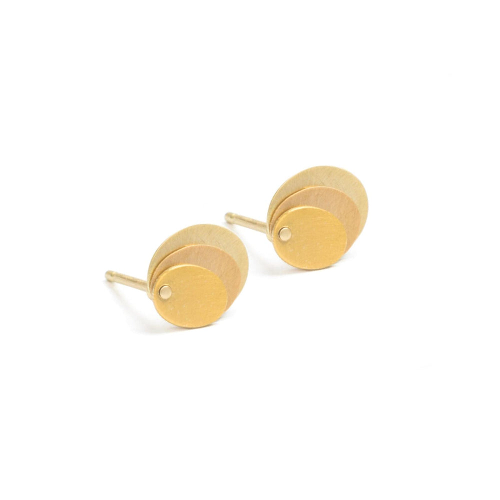 
                      
                        EAR-18K Golden Layered Plume Studs
                      
                    