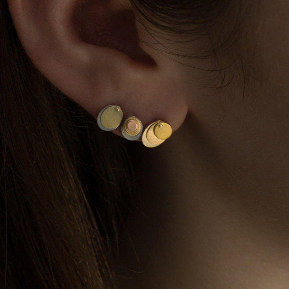 
                      
                        EAR-18K Golden Layered Plume Studs
                      
                    