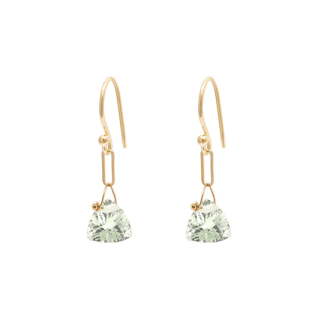 EAR-18K Green Amethyst Gemstone Paperclip Earrings