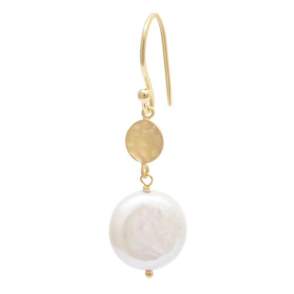 
                      
                        EAR-18K Hammered Disc Drop with Coin Pearl Earring
                      
                    