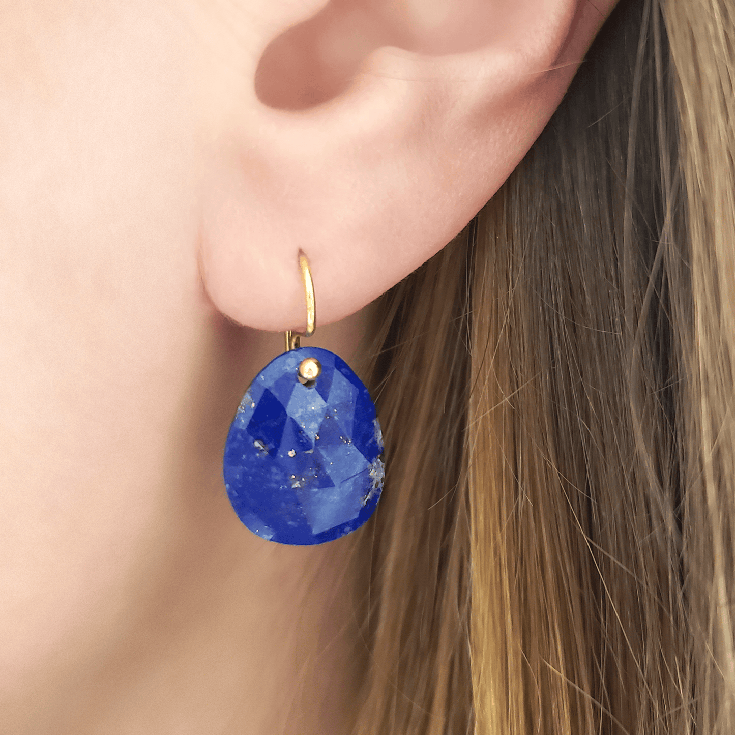 EAR-18K Lapis Drop Earrings