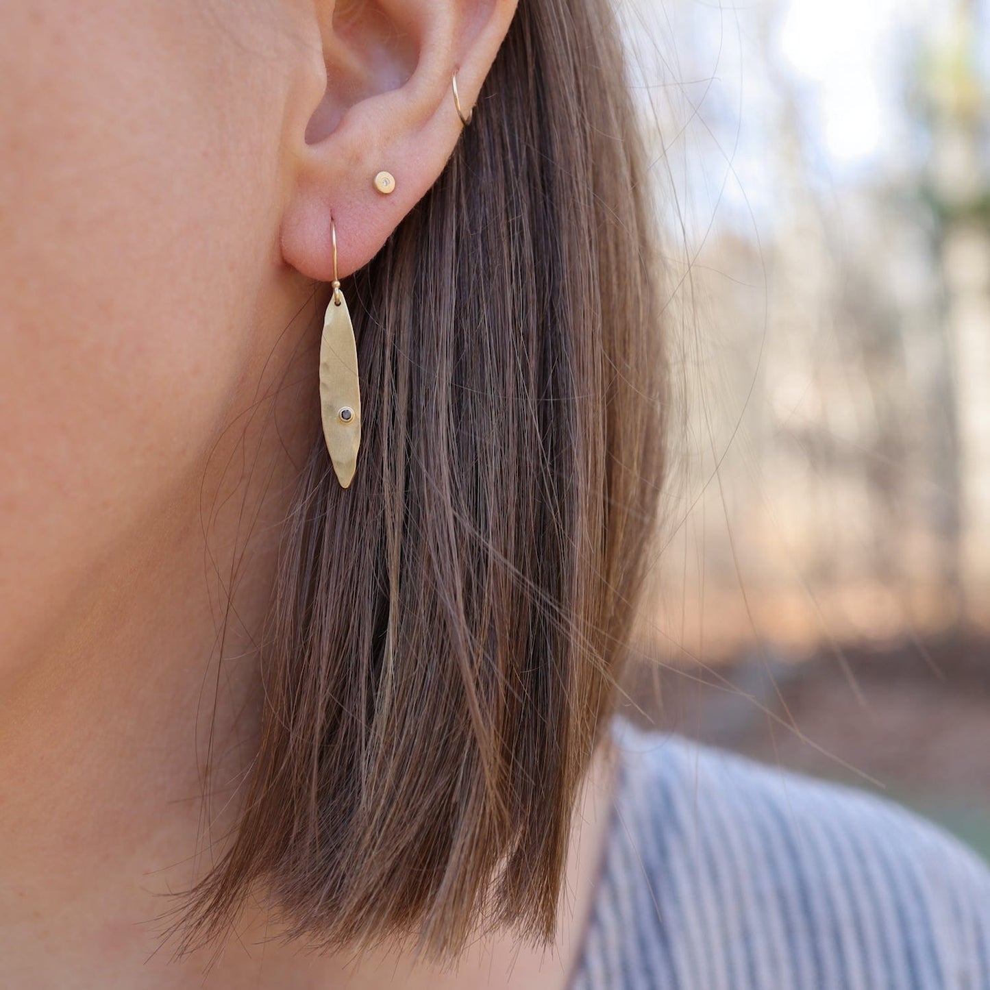 EAR-18K Narrow Diamond Petal Earrings