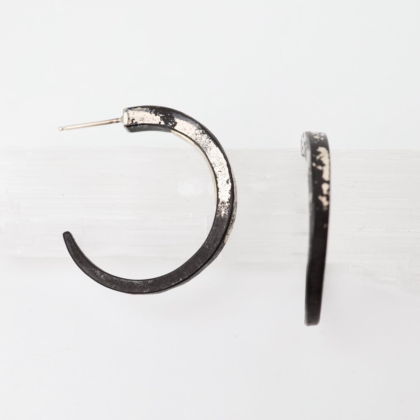 EAR-18K Pat Flynn White Gold Dusted Iron Small Hoops