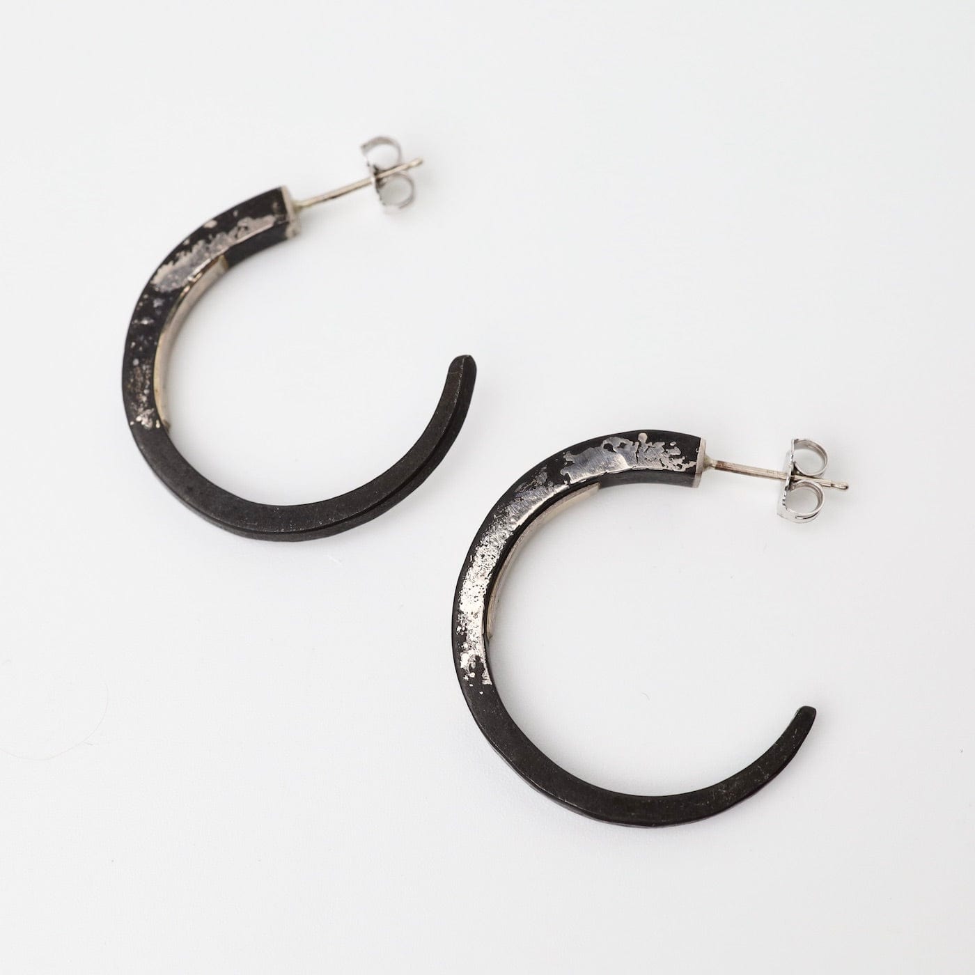 EAR-18K Pat Flynn White Gold Dusted Iron Small Hoops