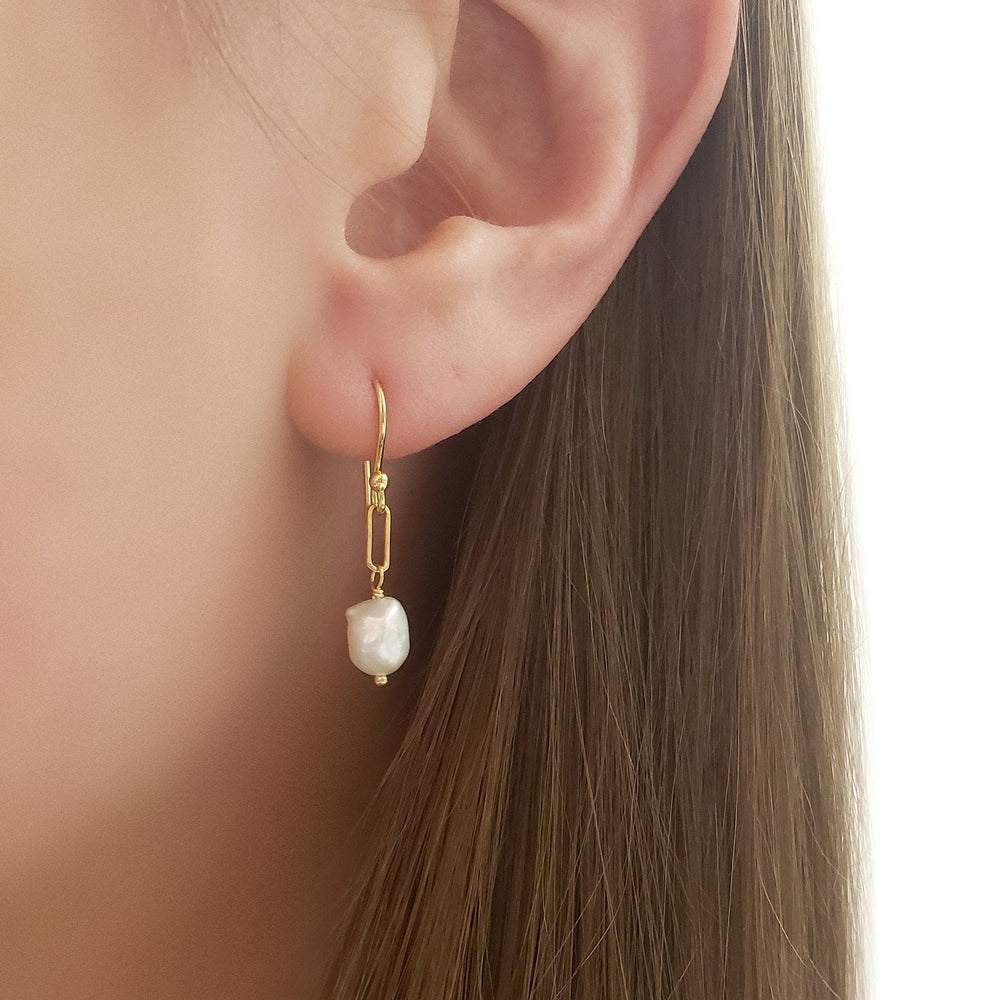 
                      
                        EAR-18K Pearl Nugget Paper Clip Earrings
                      
                    