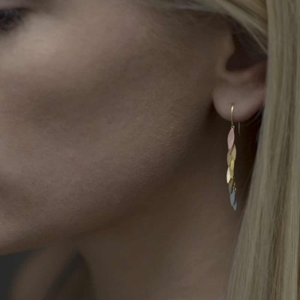 EAR-18K Rainbow Gold Leaf Earrings