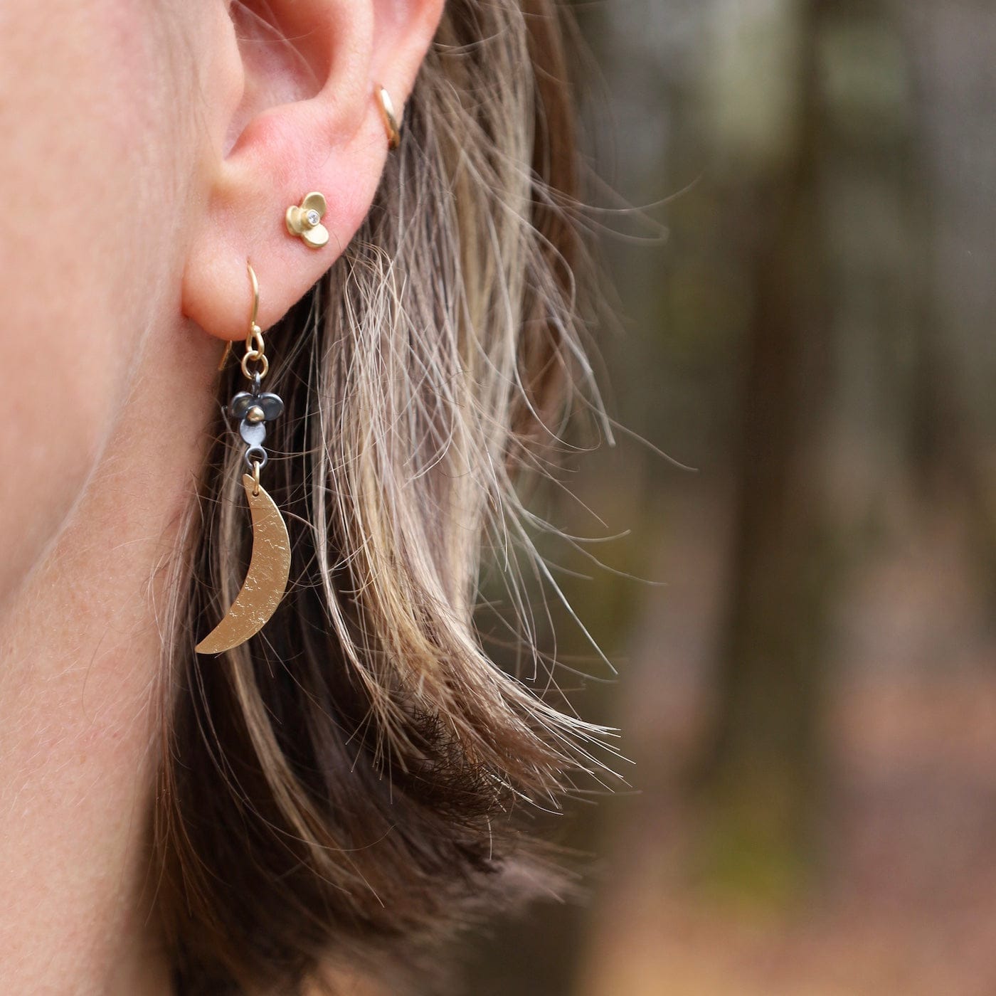 EAR-18K Sarafina Earring 18k & Oxidized Sterling Silver