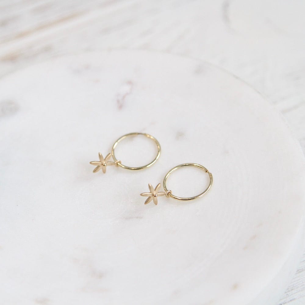 
                      
                        EAR-18K Sleeper Hoop Earring w/ Mini Star
                      
                    