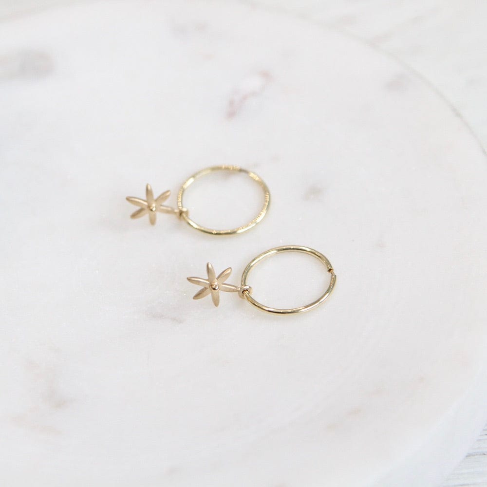 
                      
                        EAR-18K Sleeper Hoop Earring w/ Mini Star
                      
                    