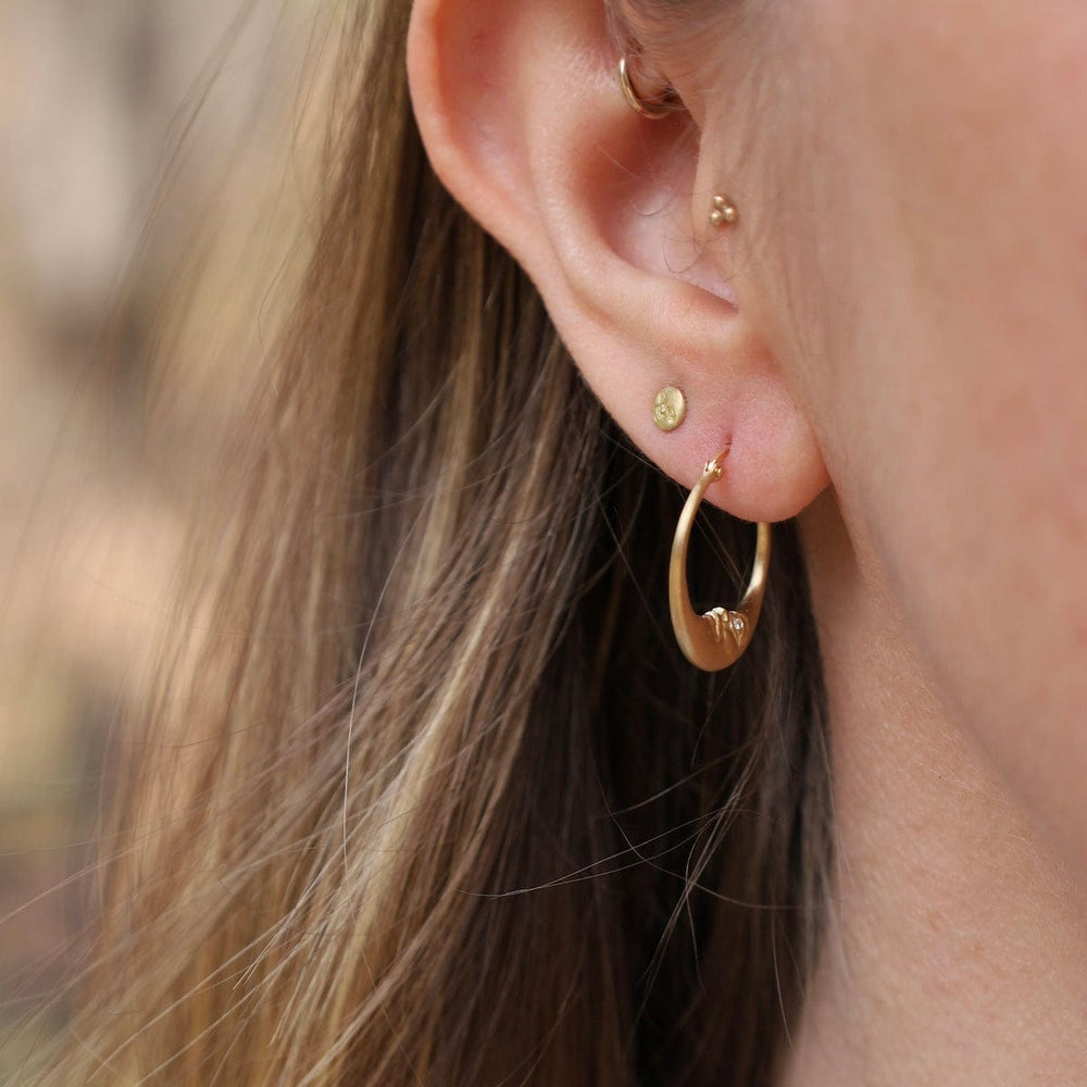 EAR-18K Small Crescent Moon Hoop Earrings