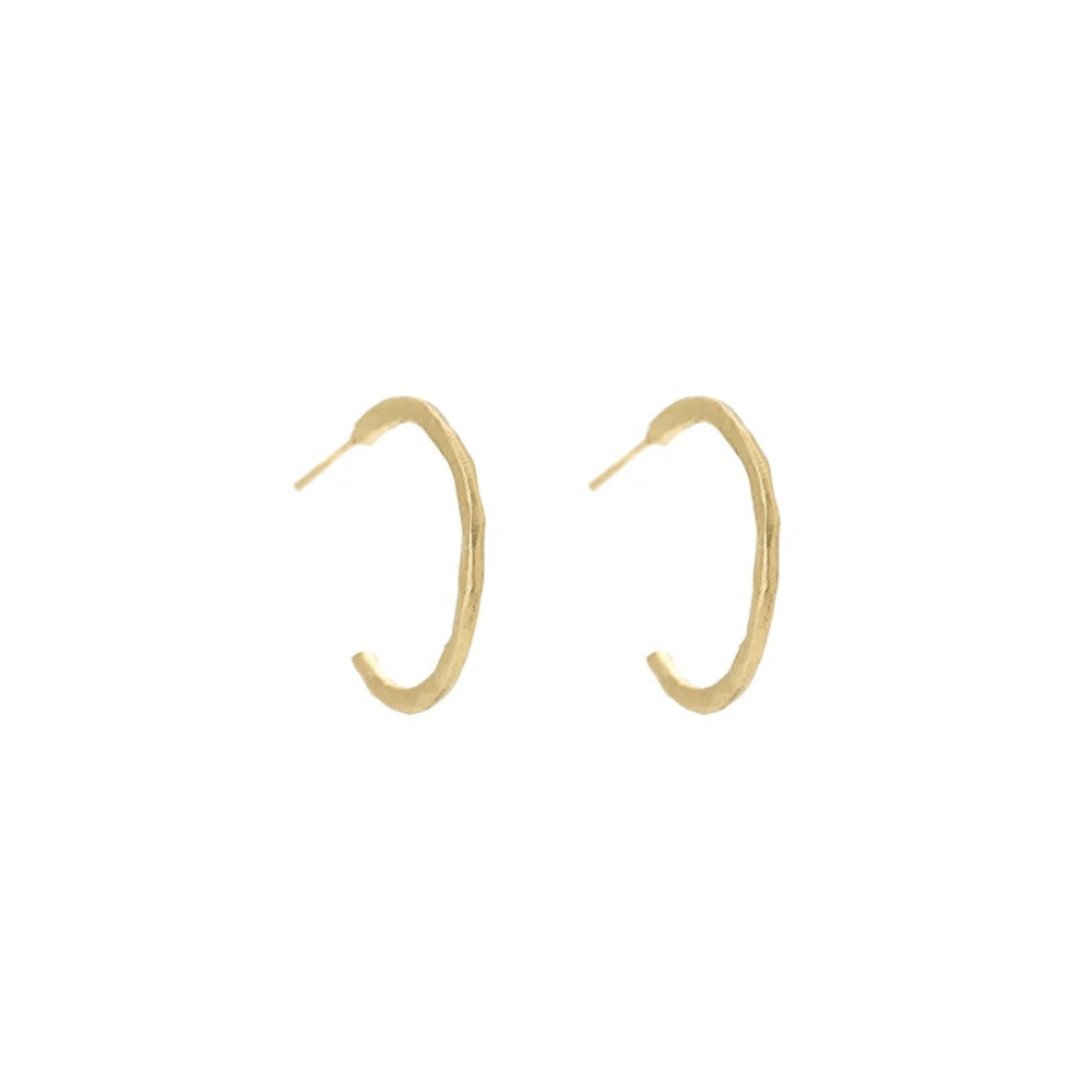 EAR-18K Small Hammered Open Hoop Earrings