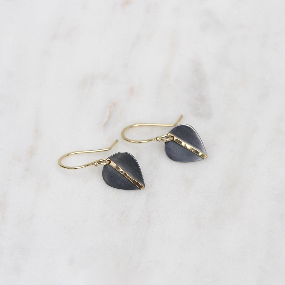 EAR-18K Small Mod Two Tone Leaf Earrings