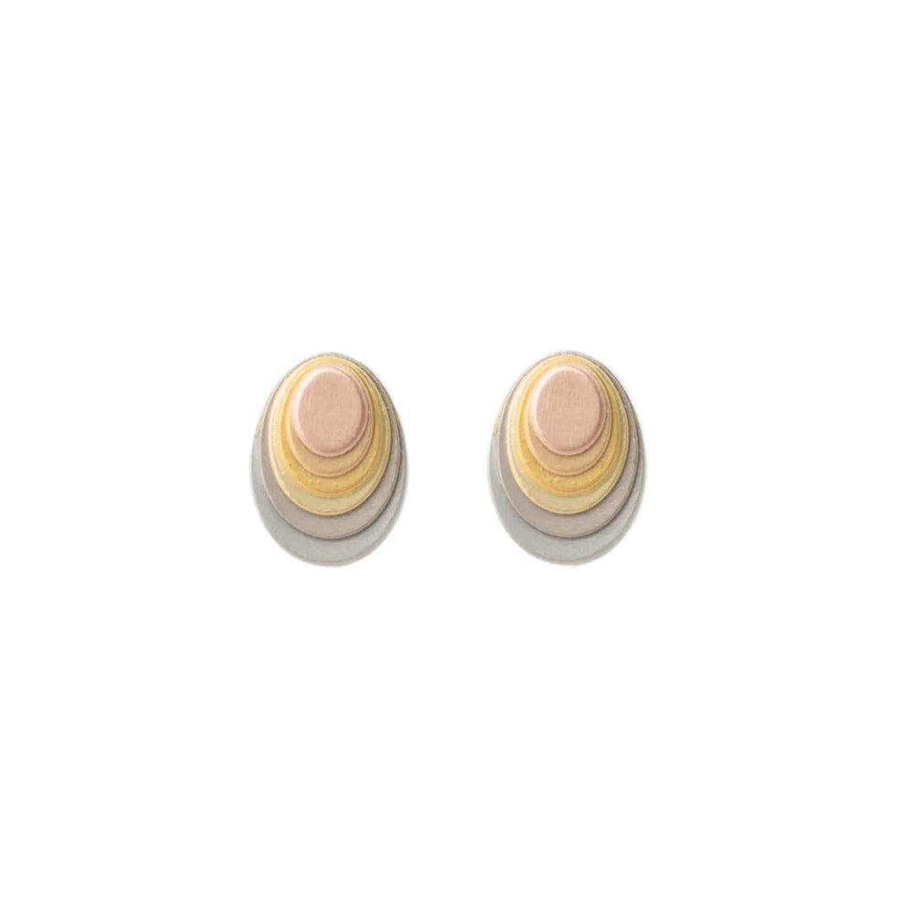 EAR-18K Tiny Rainbow Plume Studs -18k Yellow & Rainbow Gold