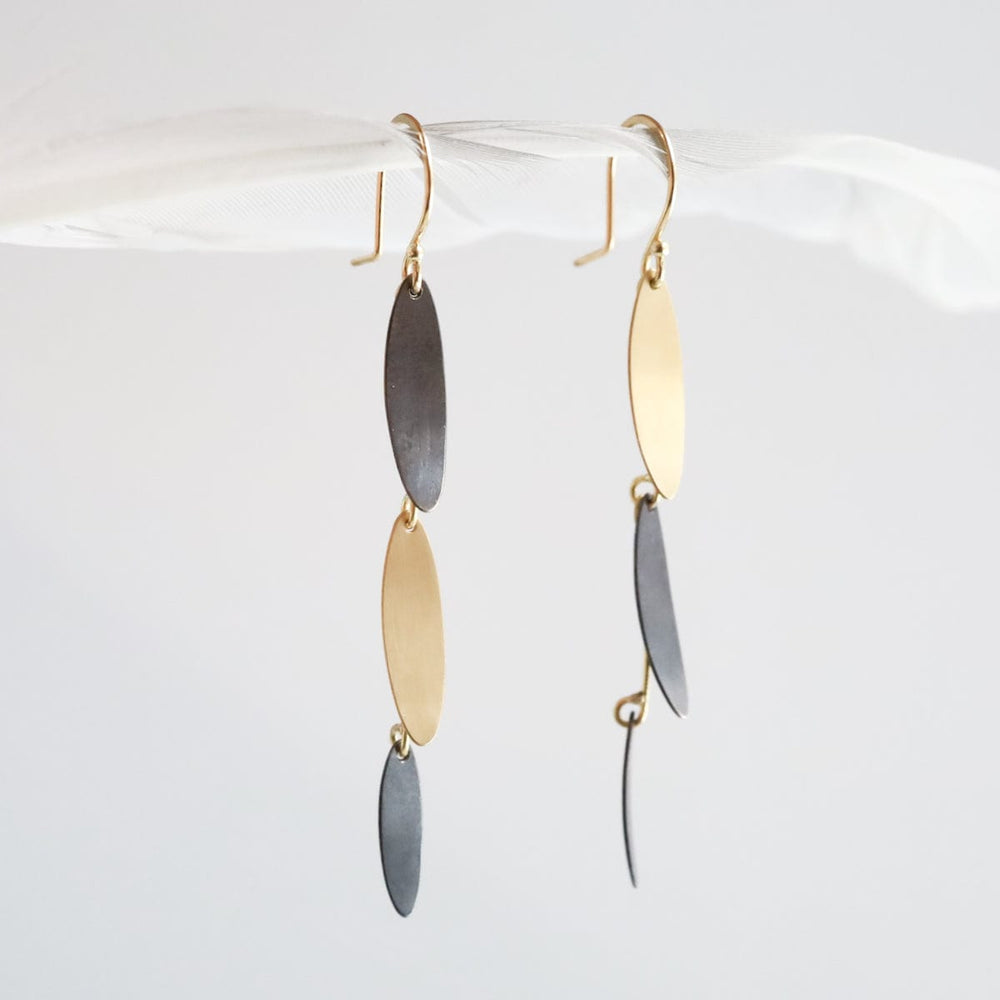 EAR-18K Two Tone 3 Piece Falling Leaves Earrings