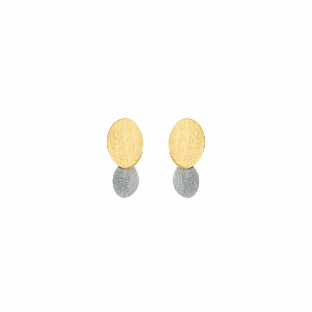 EAR-18K Yellow Gold and Platinum Plume Studs