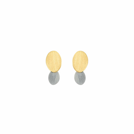 EAR-18K Yellow Gold and Platinum Plume Studs