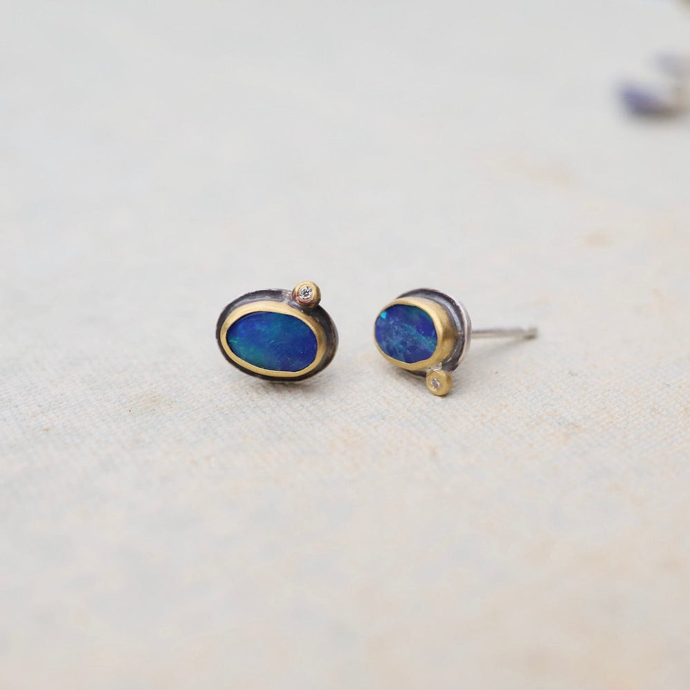 
                      
                        EAR-22K Australian Opal with Diamond Dot Stud Earrings
                      
                    