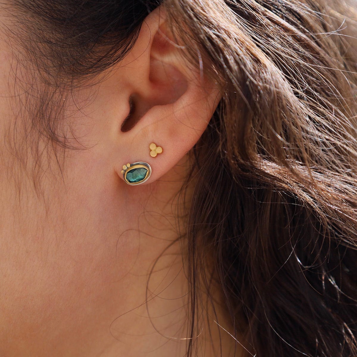 EAR-22K Blue-Green Tourmaline Stud Earrings