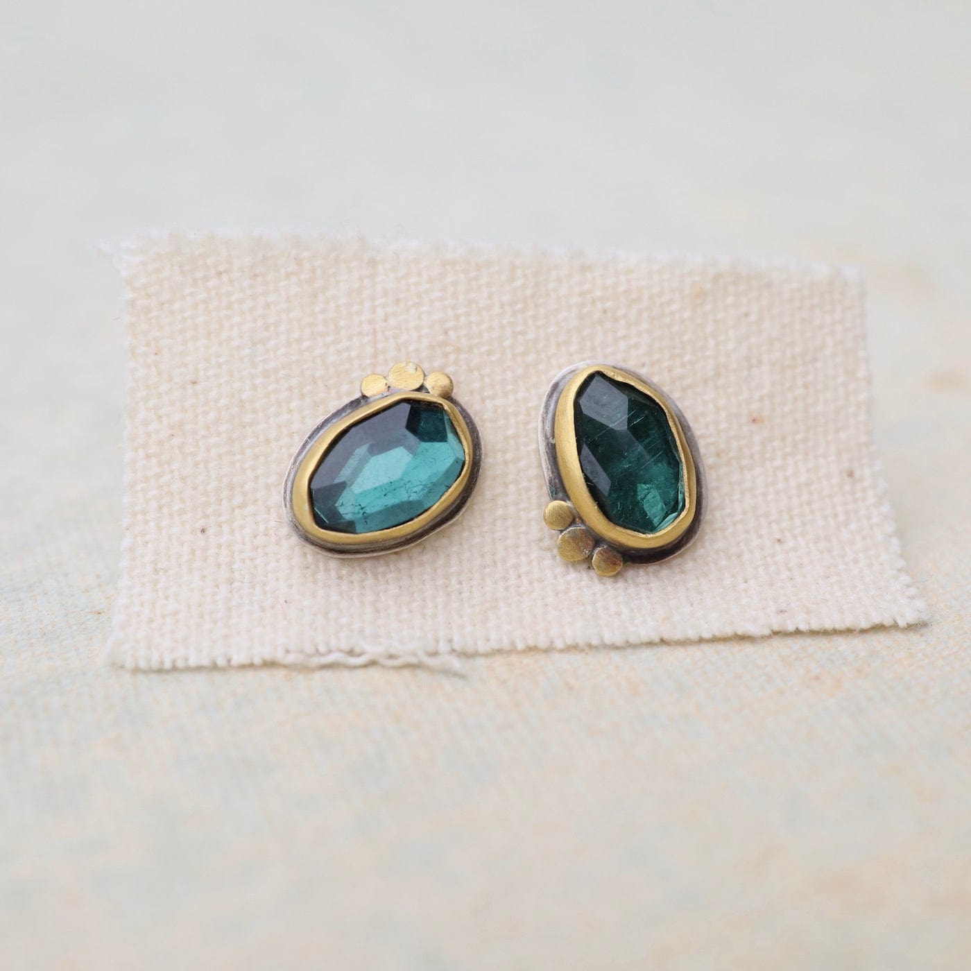 EAR-22K Blue-Green Tourmaline Stud Earrings