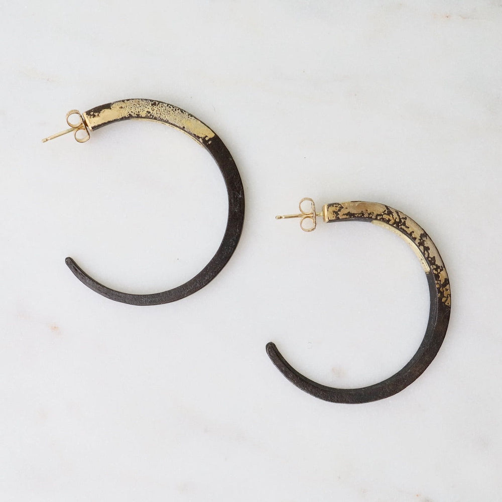 EAR-22K Pat Flynn Iron Large Hoops with 22k Yellow Gold Dust