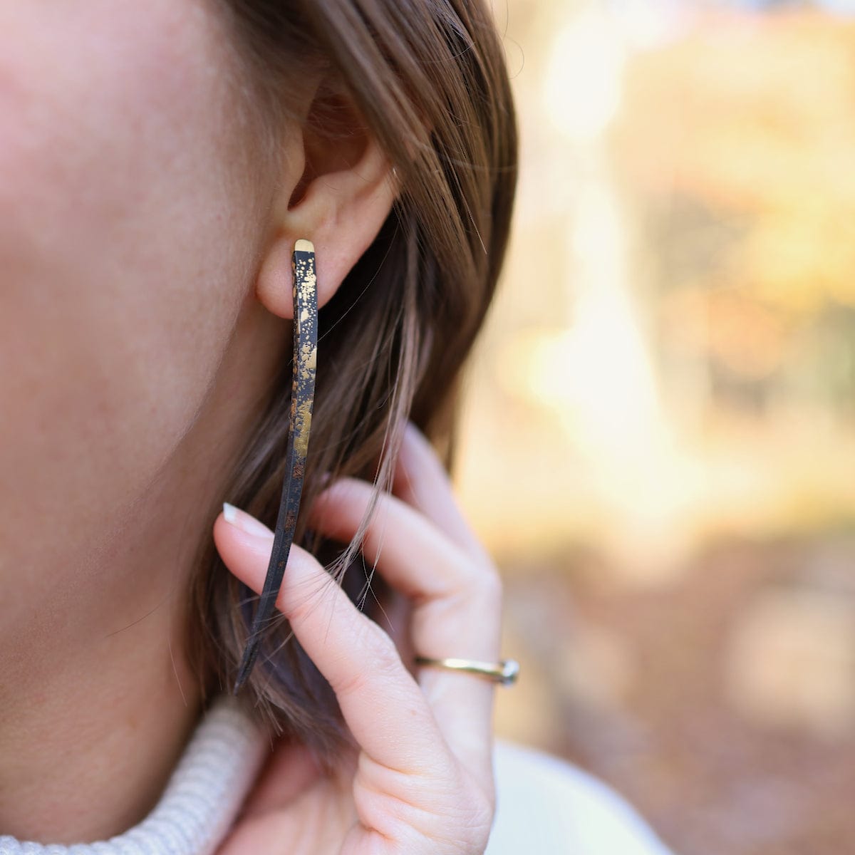 Iron earrings store gold