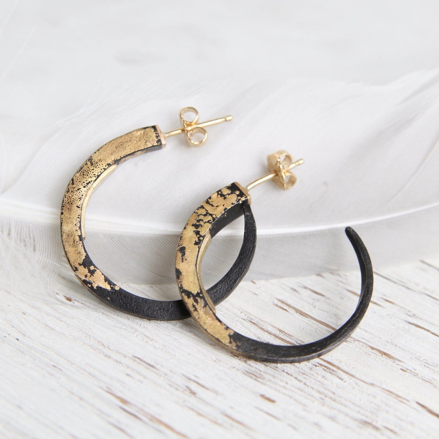 EAR-22K Pat Flynn Iron Small Hoops ~ 22k Yellow Gold Dusted