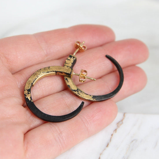 EAR-22K Pat Flynn Iron Small Hoops ~ 22k Yellow Gold Dusted