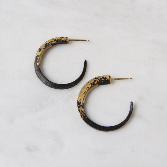 EAR-22K Pat Flynn Iron Small Hoops ~ 22k Yellow Gold Dusted
