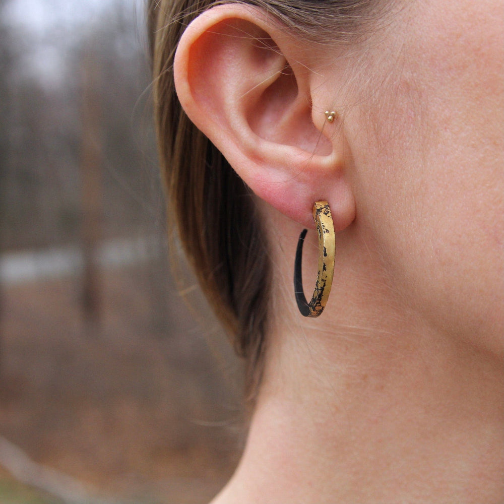 EAR-22K Pat Flynn Iron Small Hoops ~ 22k Yellow Gold Dusted