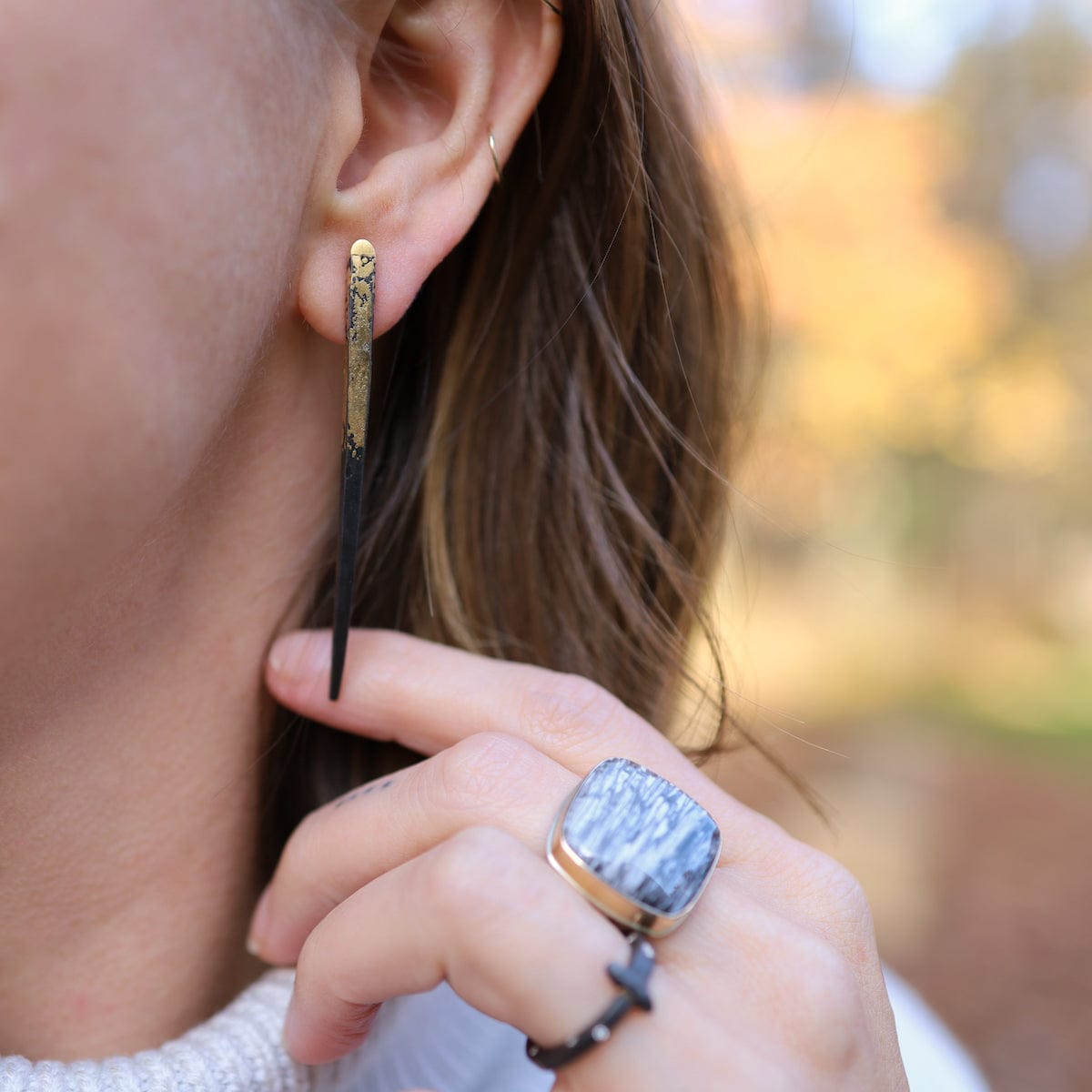 EAR-22K Pat Flynn Iron Small Quill Earrings