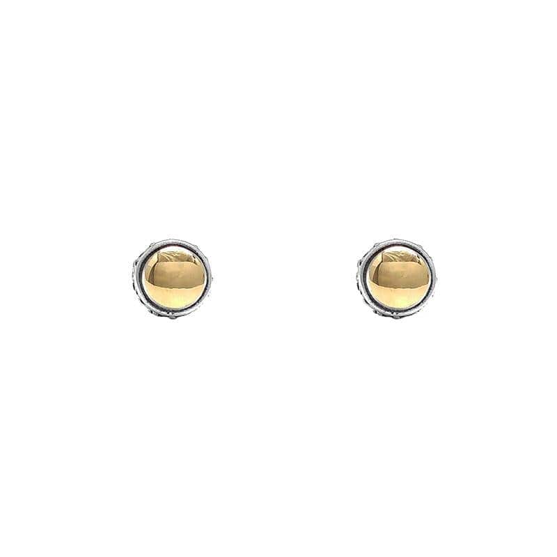 EAR-22K Sterling Silver & 22k Gold Round Stud